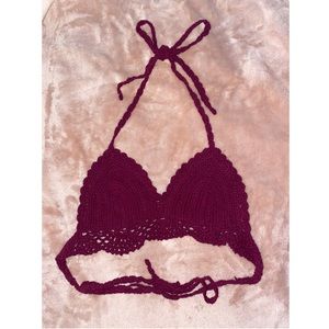 Crochet Maroon Bikini Top